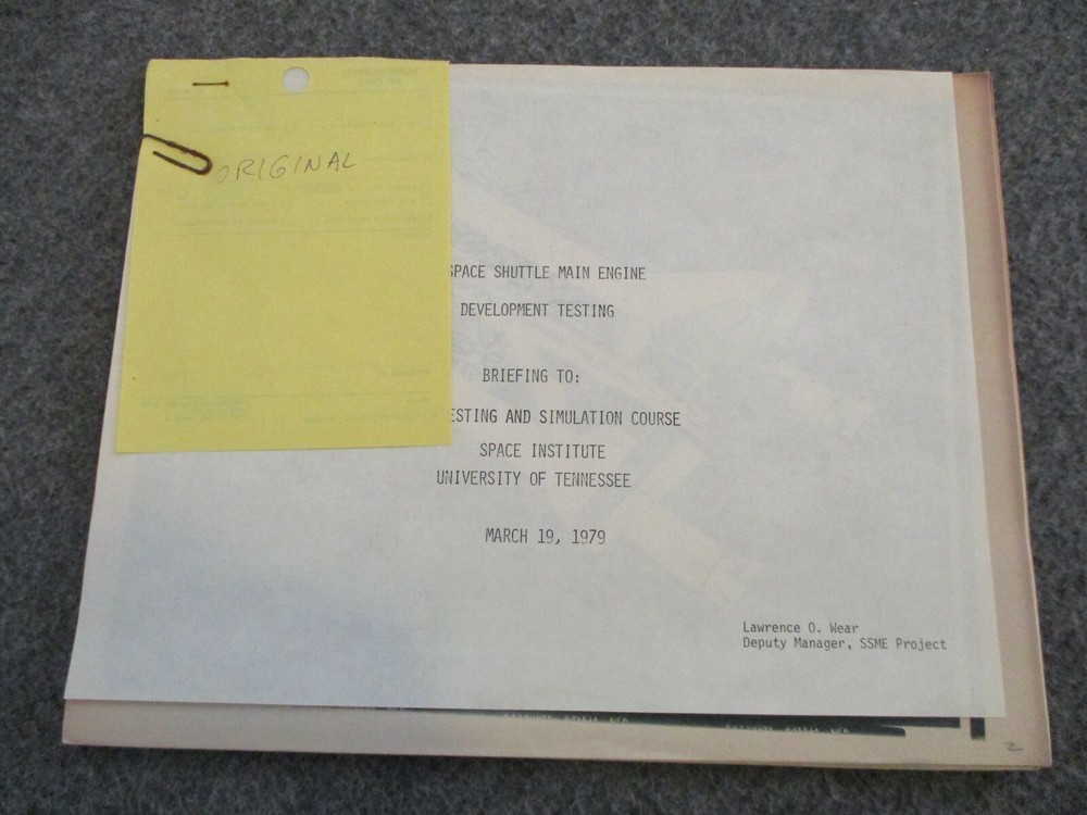 1979 NASA MSFC ORIG ROCKWELL BRIEFING SPACE SHUTTLE MAIN ENGINE DEVELOPMENT TEST