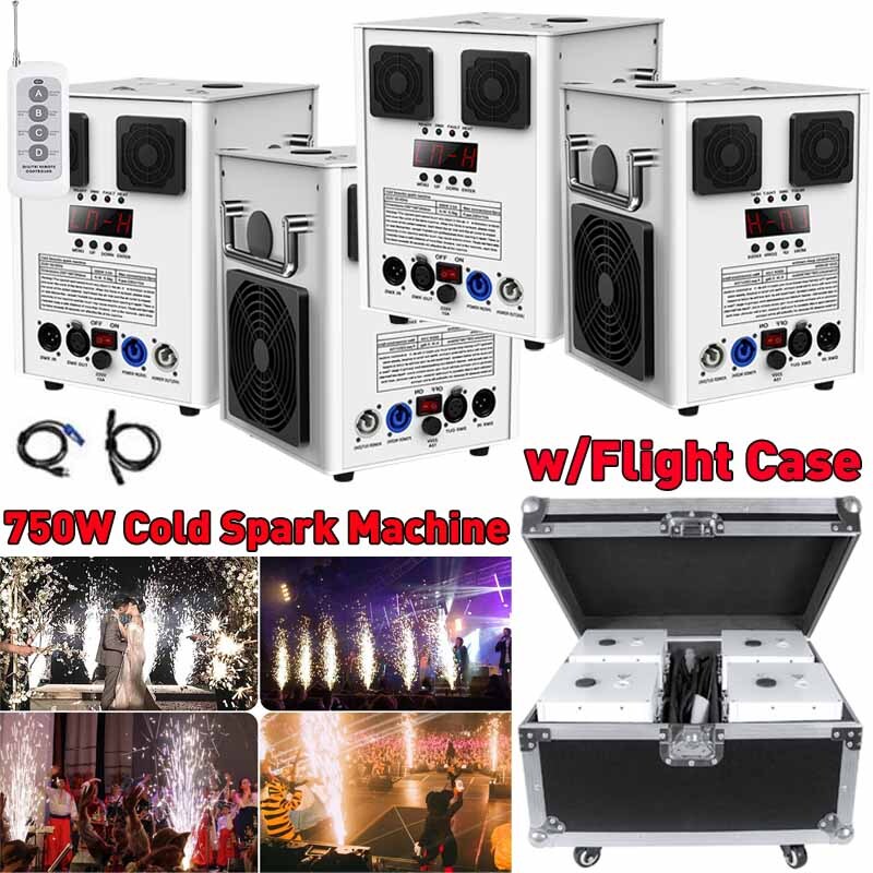 4PCS 750W Cold Spark Machine Stage Effect Firework Machine with Road Case