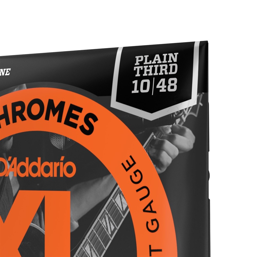 D'Addario Guitar Strings 3 Sets Flatwound Chromes Extra Light 10-48 Plain 3rd