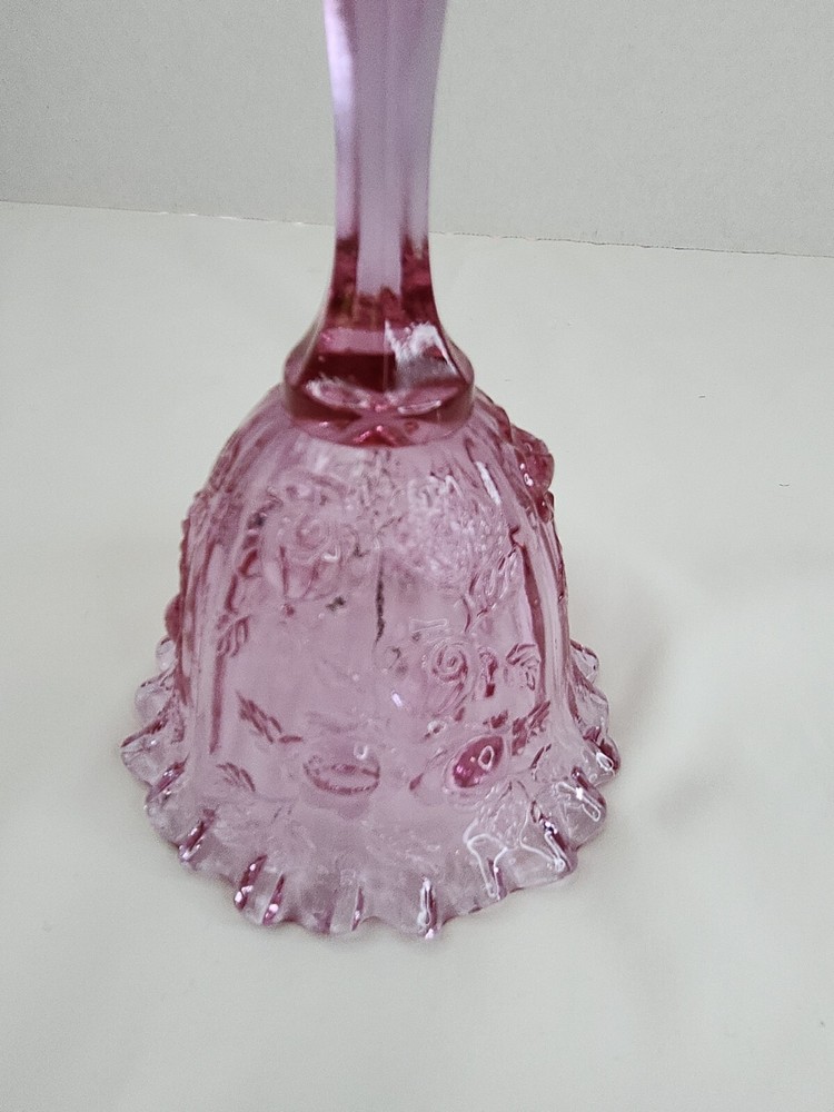 Fenton Bell Pink Cabbage Rose Ruffled Bottom - SIGNED 6.5"