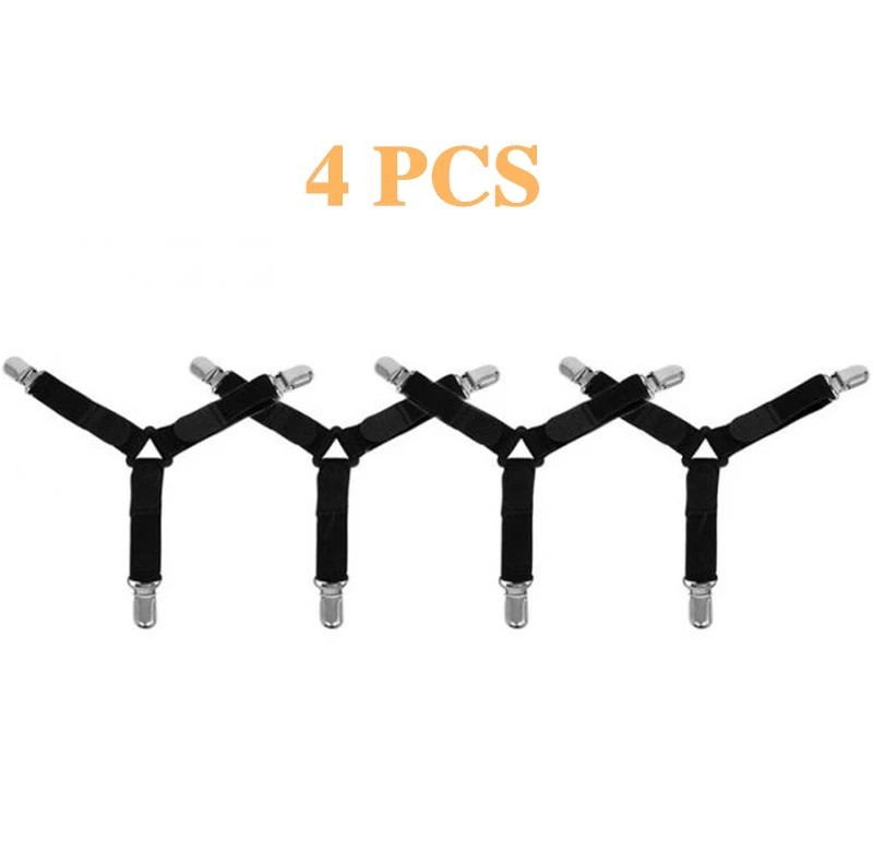 4PCS Bed Sheet Clips Anti Slip Adjustable Straps for Sheets Tablecloth
