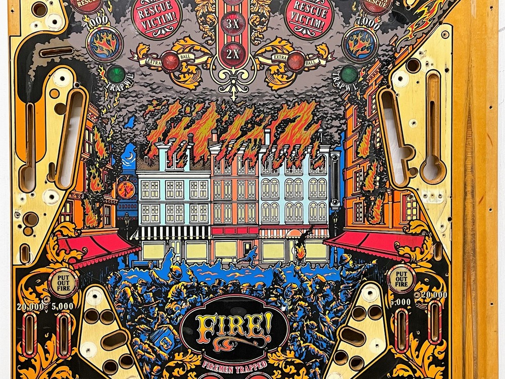 Williams Fire! Pinball Machine Game Playfield ORIGINAL