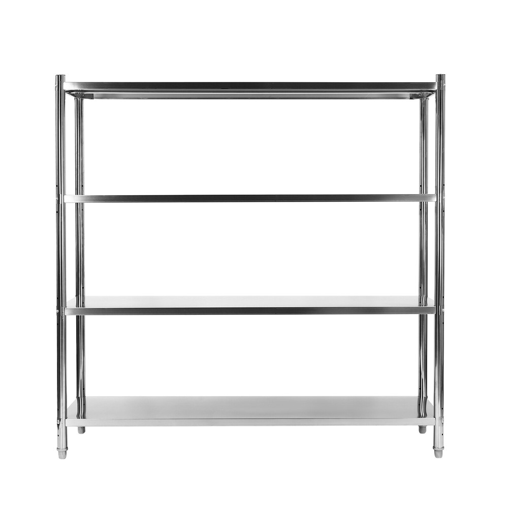 Silver Stainless Steel 4-Tier Adjustable Heavy-Duty Storage Shelf
