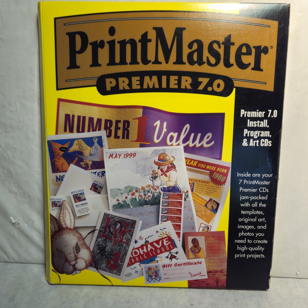 PrintMaster Premier 7.0 • Windows Graphics Desktop Publishing Software • 1998