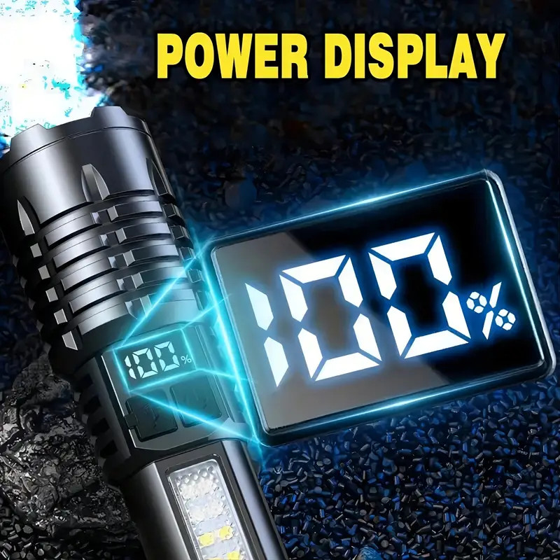 Rechargeable Long Distance LED Flashlight Tactical 5 Modes COB Side Lights