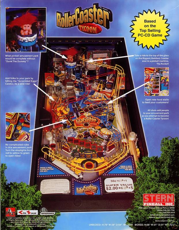 2002 Stern Rollercoaster Tycoon Pinball Flyer