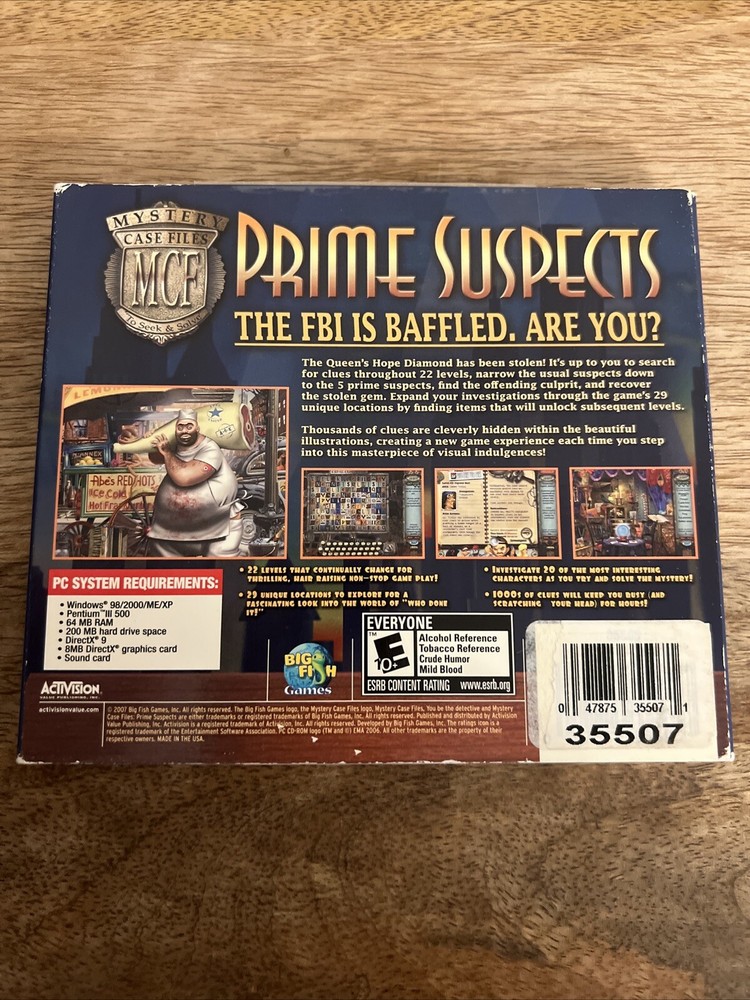 Prime Suspects Video Game Pc Cd-ROM E-Everyone Big Fish