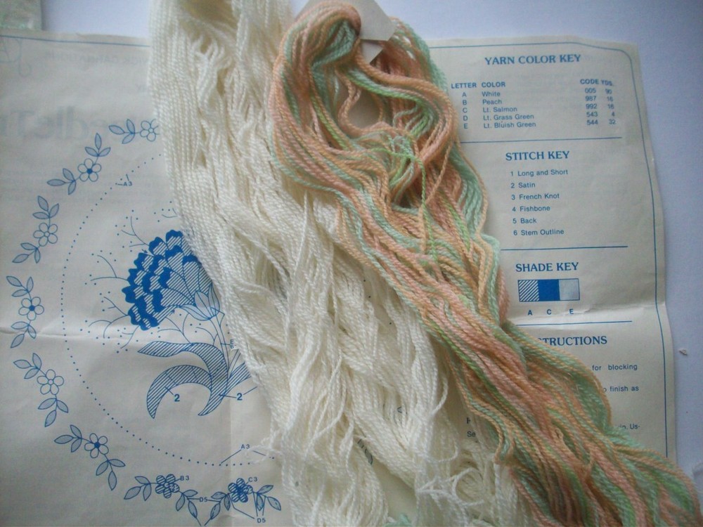 Candlewicking Carnation pillow salvage project started