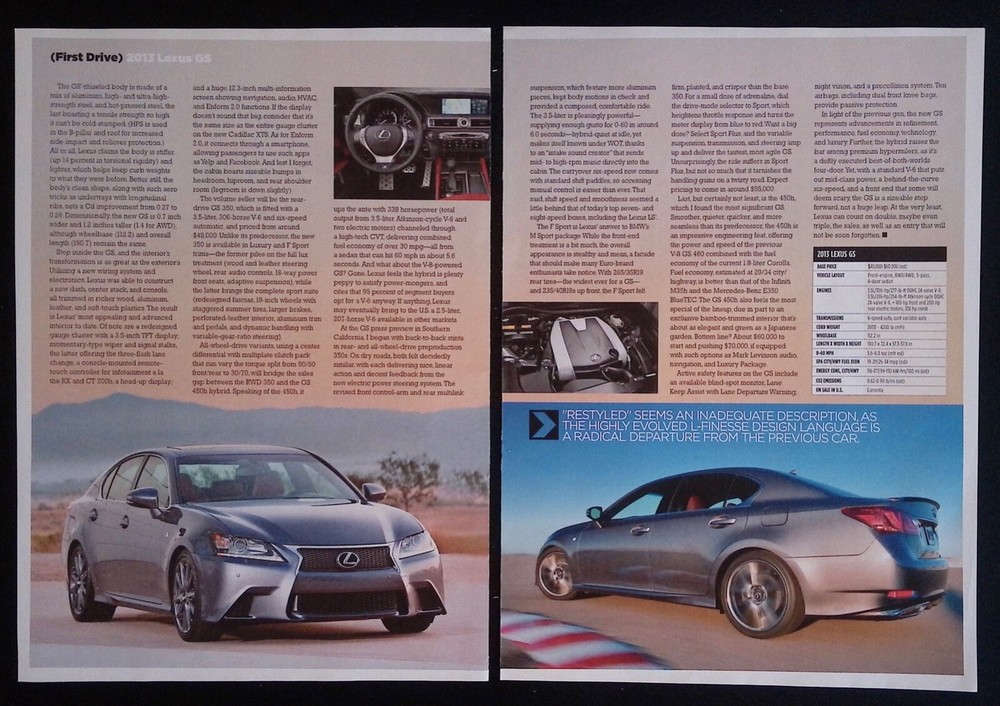 2013 Lexus GS First Drive Info Article "Back in the Game"