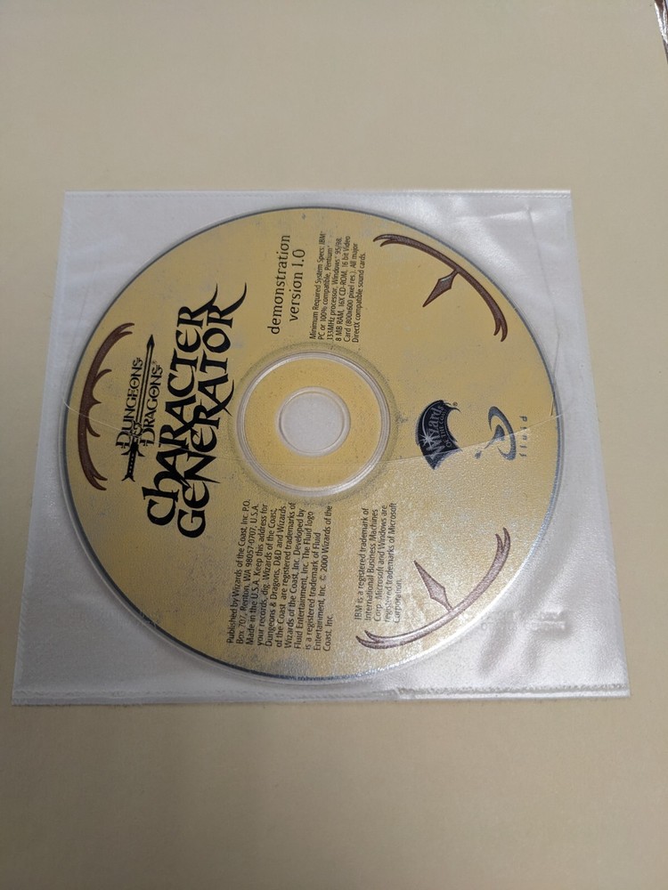 Players Handbook W/ CD Core Book 1 Dungeons & Dragons 3.0 D20