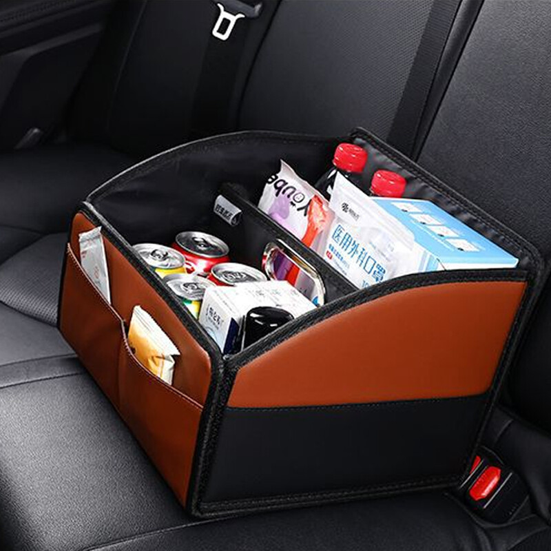 Co Driver Storage Box Car Front PU Leather Storage Box High-Capacity