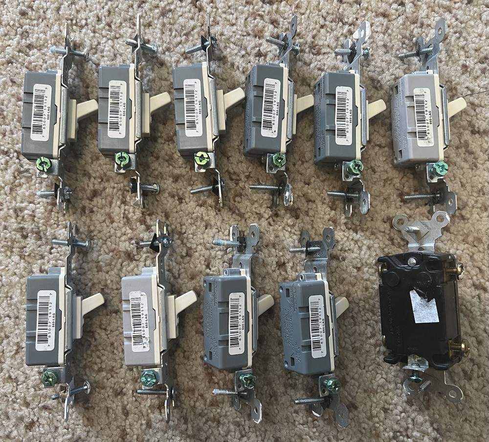 Framed Single Toggle Wall Light Switch 15A 120V Leviton, P&S, Common Brands!