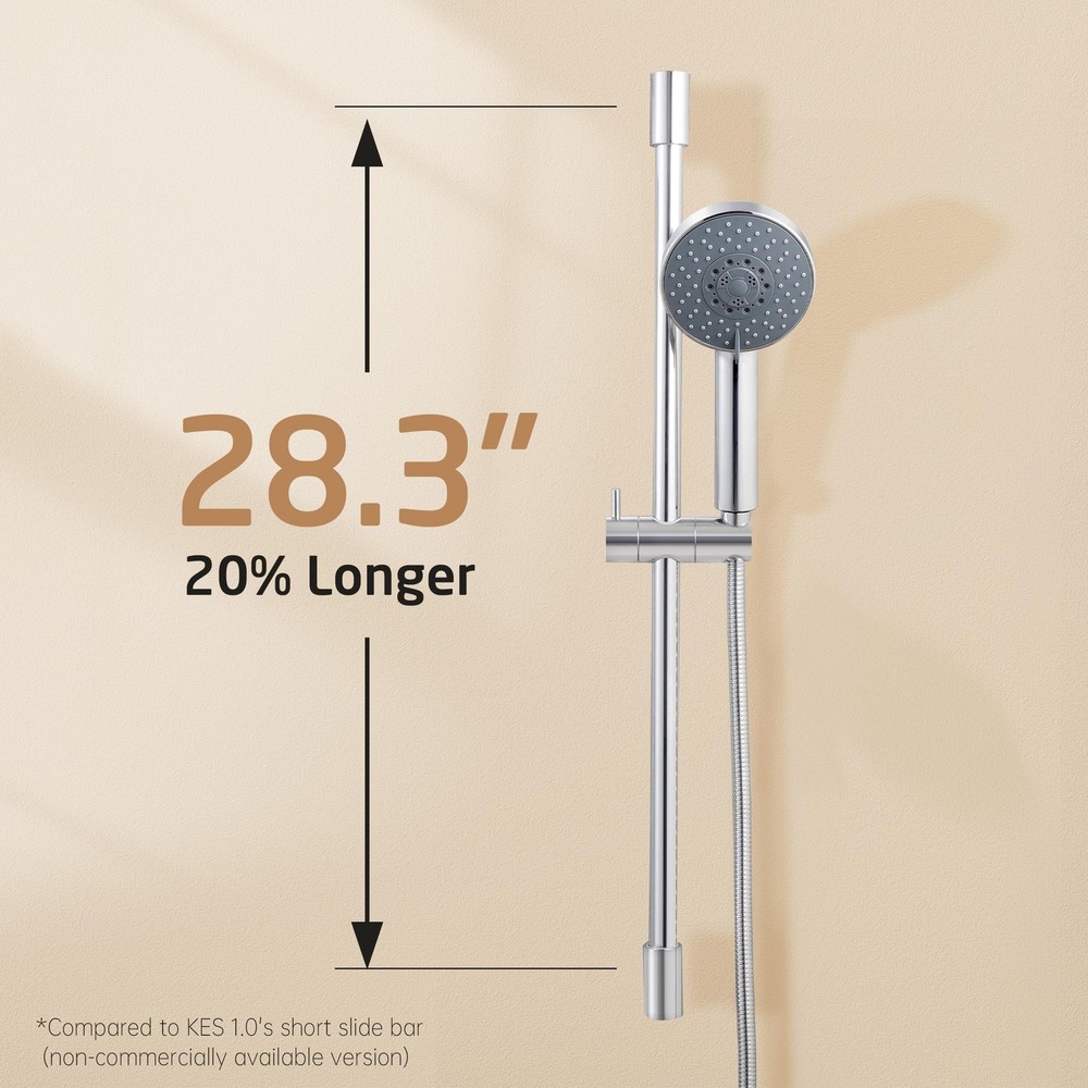 Shower Slide Bar with Five Function Massaging Hand Shower Head Adjustable Pol...