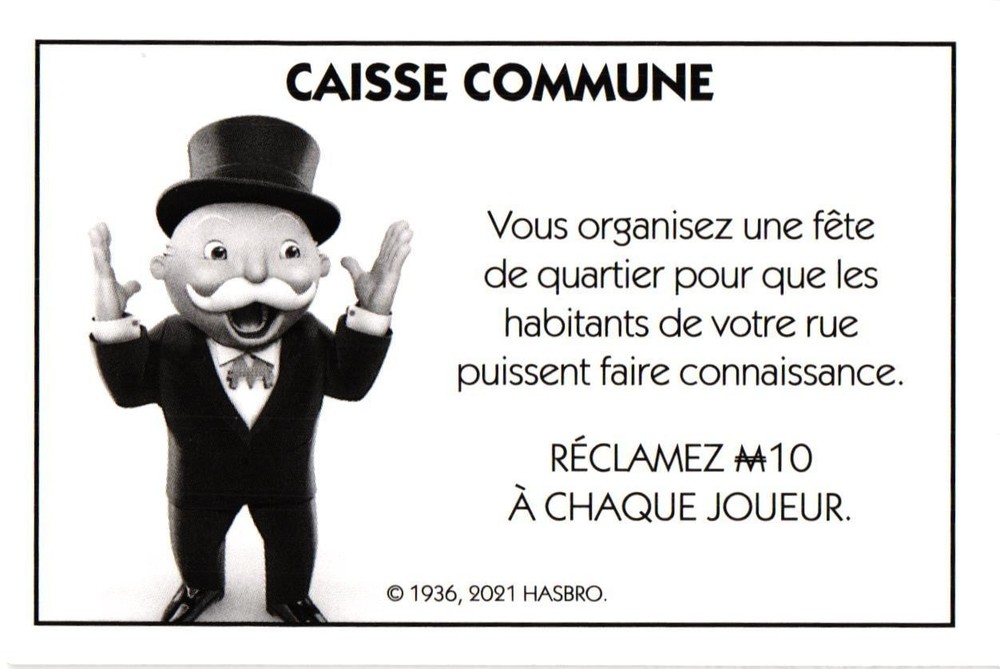 Carte Monopoly Caisse Commune