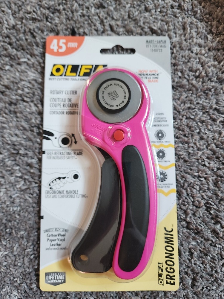 OLFA 45mm Ergonomic Rotary Cutter, Pink