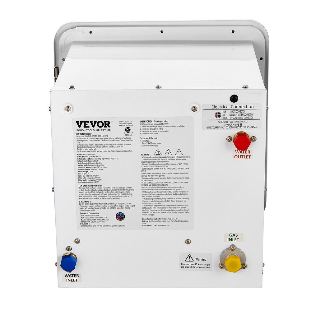 RV Tankless Water Heater 15x15 in Propane Gas 55000BTU with Controller