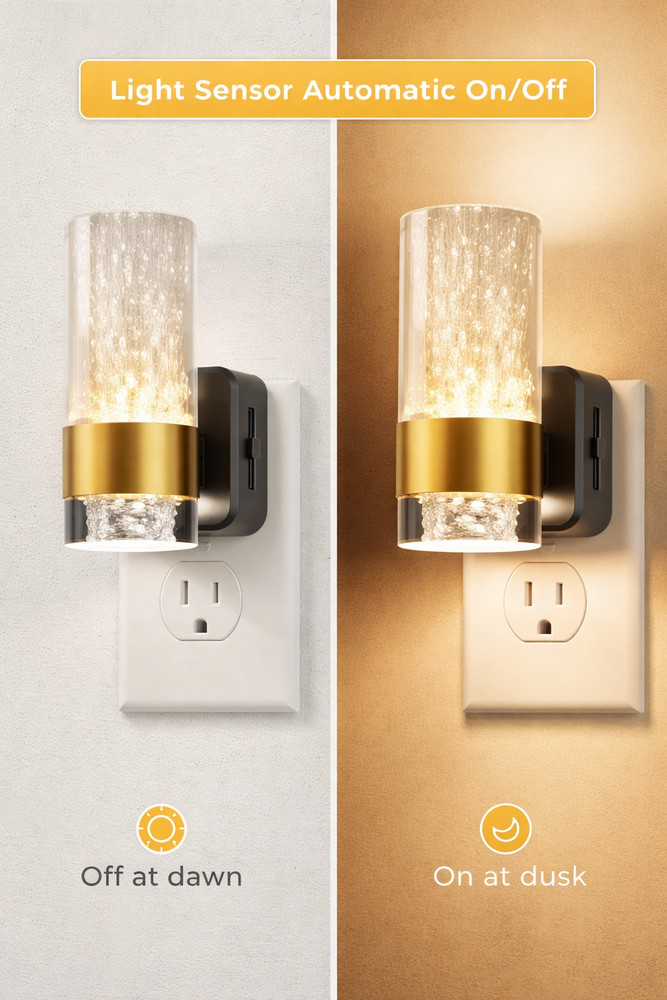 LED Night Light,Dimmable Night Lights Plug into Wall, 2 Pack Acrylic Nightlight