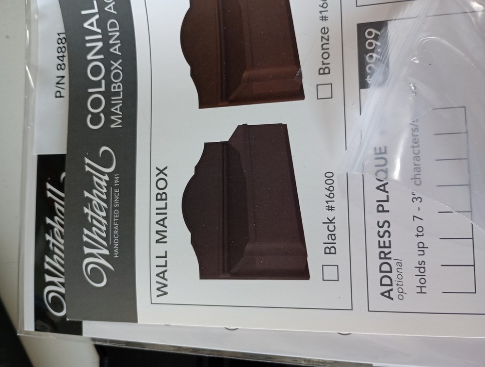 Whitehall Colonial Wall Mailbox Black. #16600