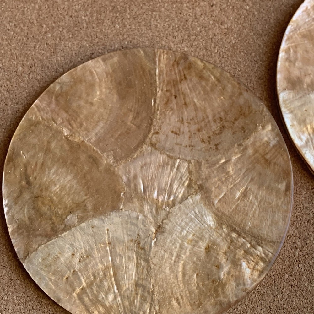 Set Of 4 Capiz Shell Coasters 4”