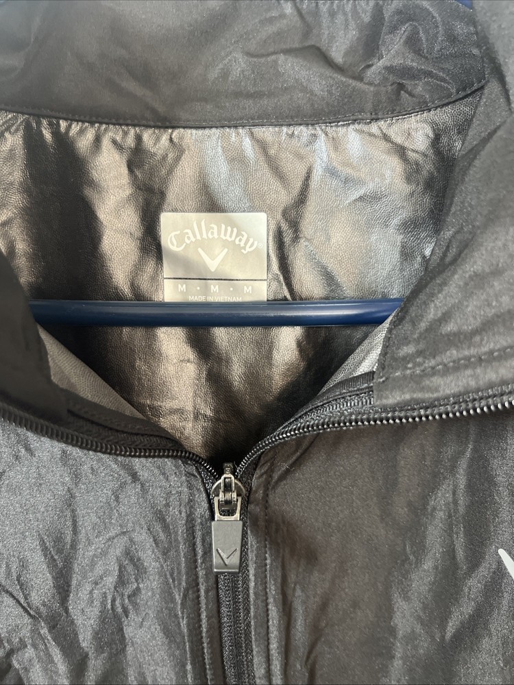 callaway golf full zip black jacket medium men packable hood
