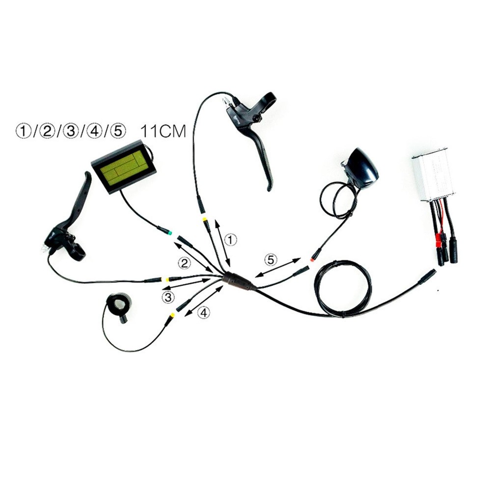 Electric Bicycle E-bike Integration Cable Waterproof 1 to 5 For KT Controller m
