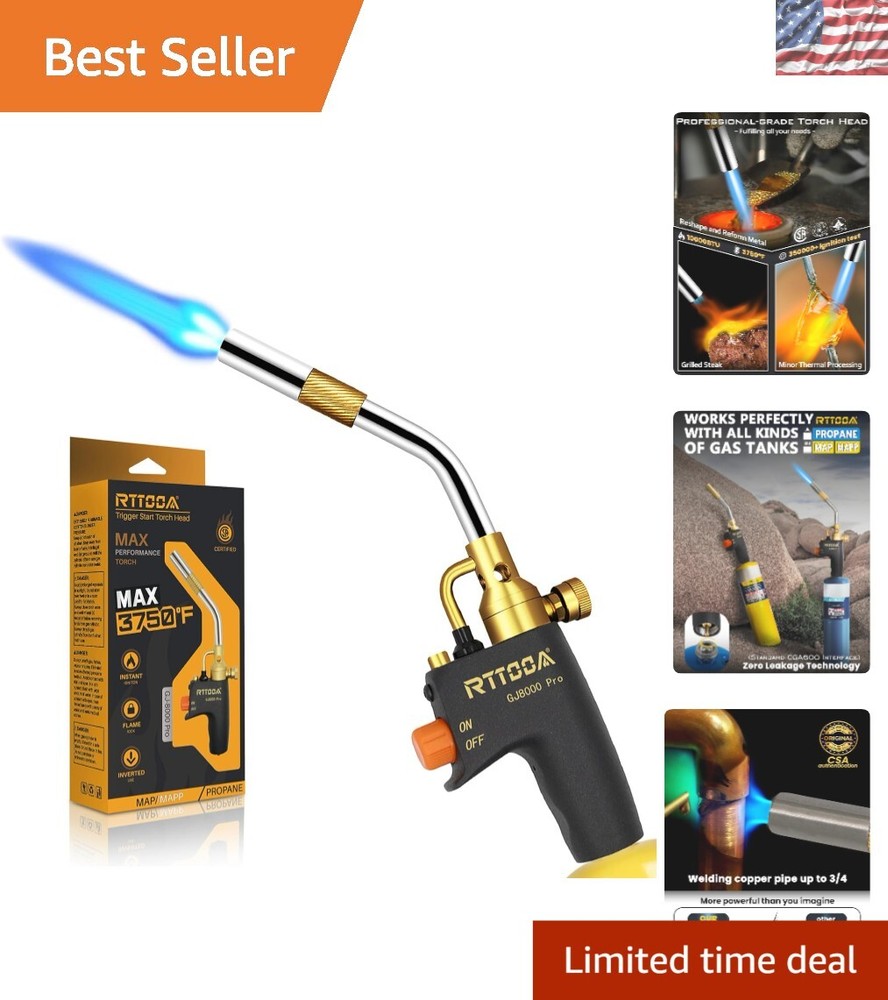GJ-8000pro Adjustable Propane Torch Kit - Fast Self-Ignition &  Certified
