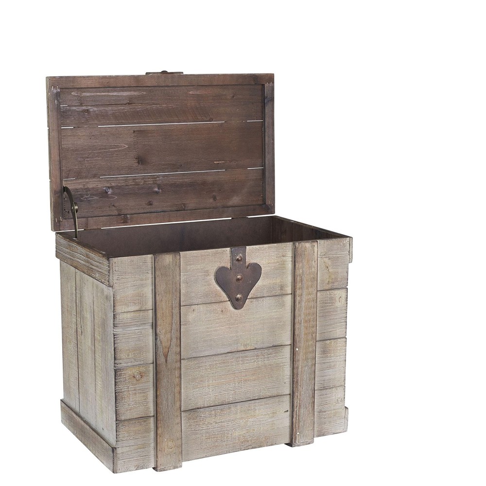 White Washed Rustic Decorative Wooden Trunk, Medium