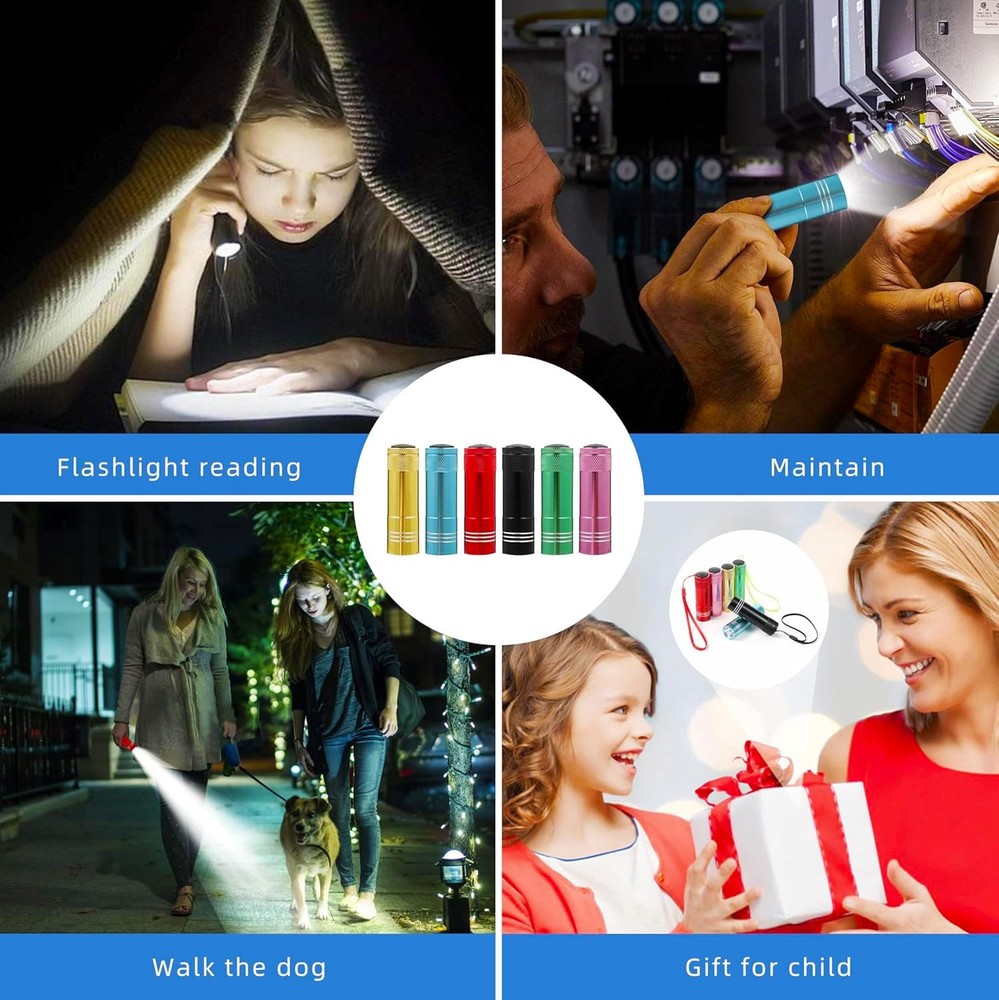 6 Pack Mini Flashlight Bulk, Small Aluminum LED Powerful Handheld Flash Light...
