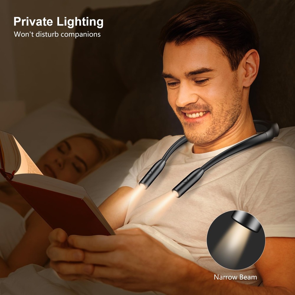 LED Neck Reading Light,Book Light for Reading in Bed-Eye Caring 3 Colors, Dim...