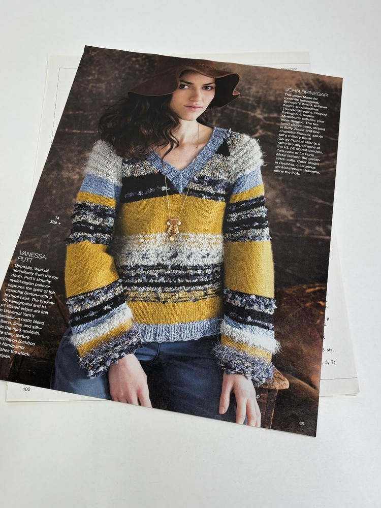 V Neck Pullover Knitting Pattern Sizes XS-3X Magazine Pages