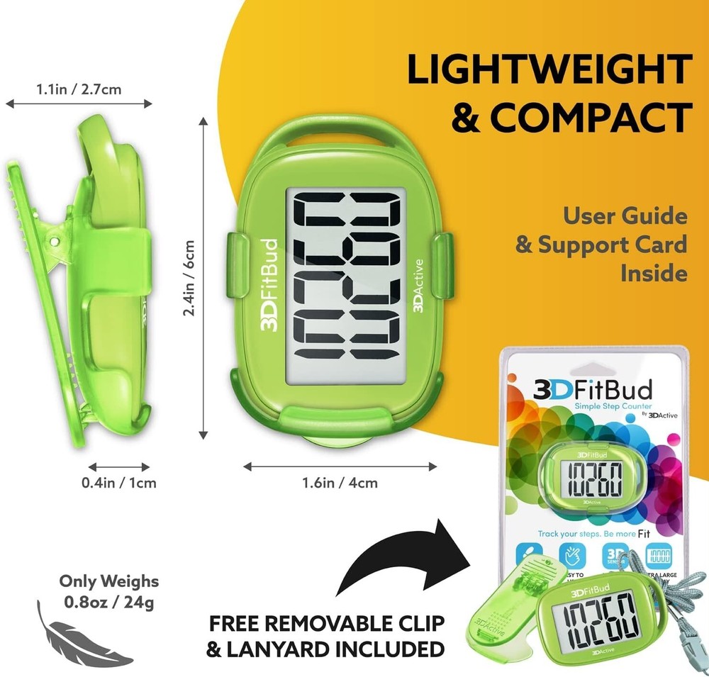 3D Tri-Axis Sensor Pedometer - Effortless Step Counting with Clip & Lanyard