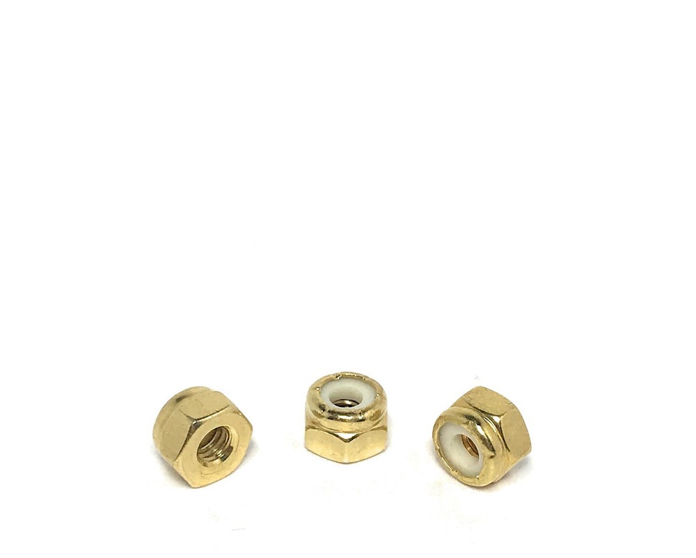 (25) 8-32 Brass Nylon Insert Lock Nuts Locking Hex Nuts #8-32 Solid Brass