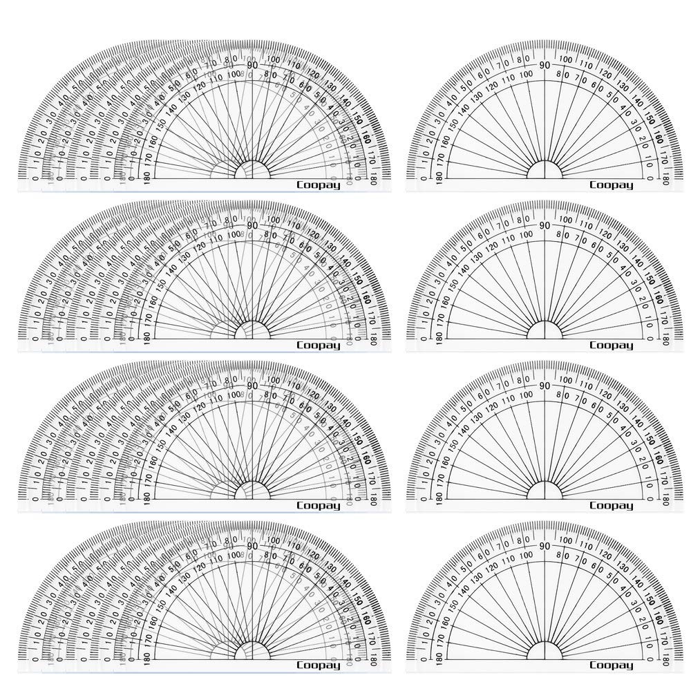 24 Pack Plastic Protractors Student Math Clear 180 Degrees 4 Inches Angle