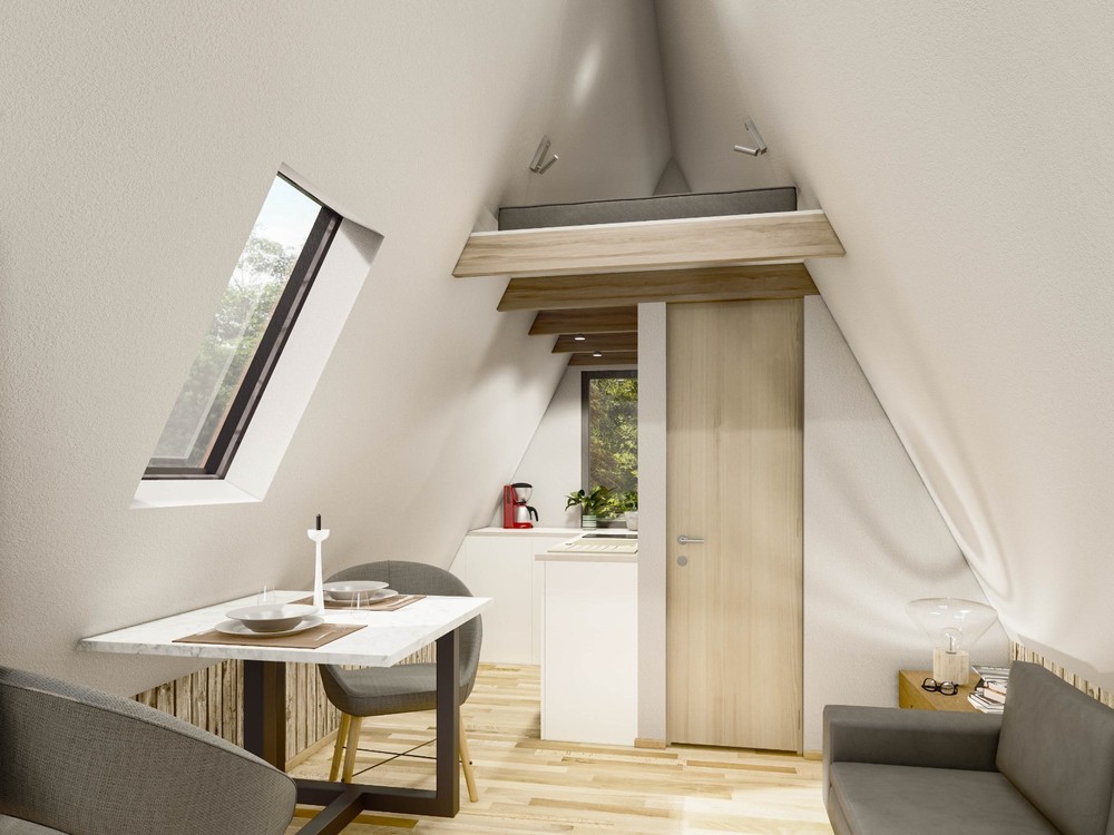 A-Frame Cabin Plans –14x16 Compact Triangle House Design