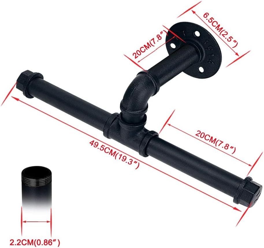 Multi-Purpose Black Iron Industrial Clothes Hanger - 36 Inch Storage Solution