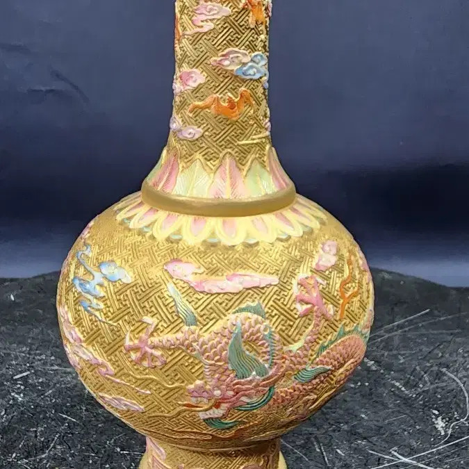 Imperial Enamel Gold-Embossed Dragon Cloud Pattern Incense Burner Official