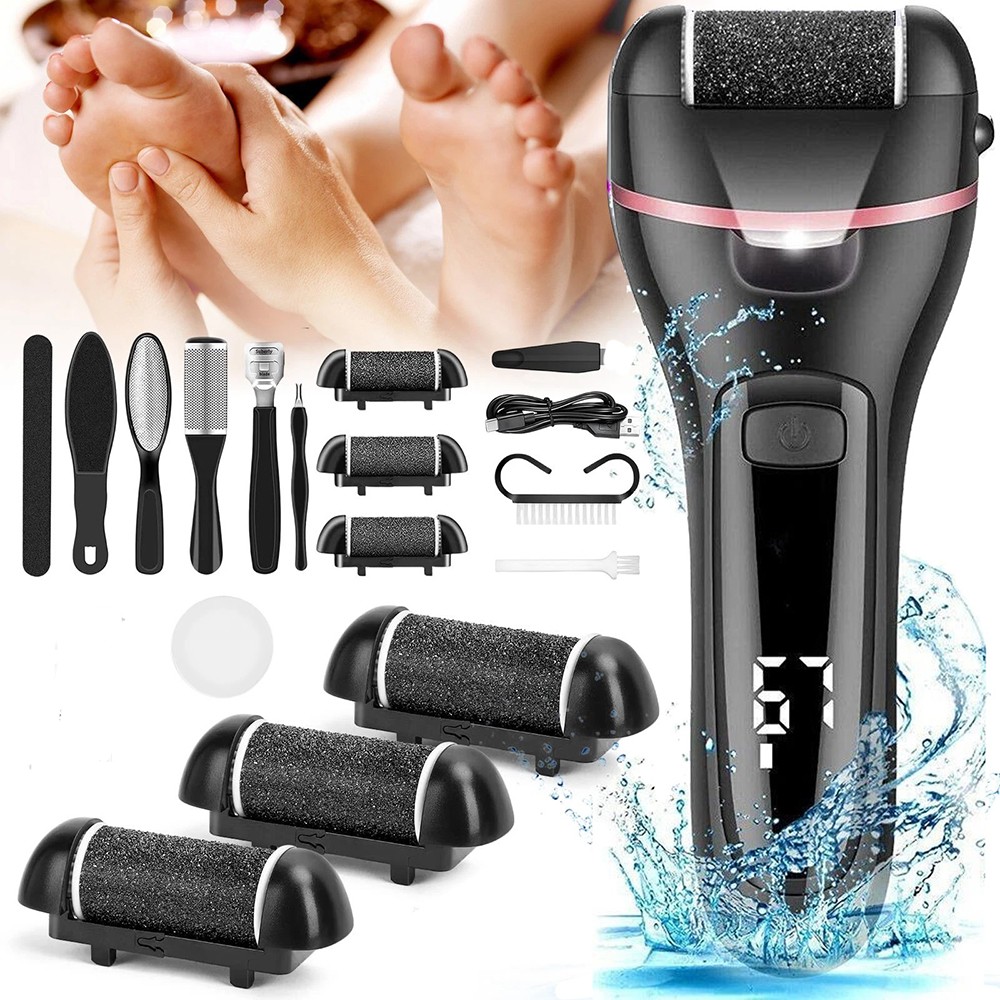 Electric callus remover test winner with3 replacement rollers to remove calluses