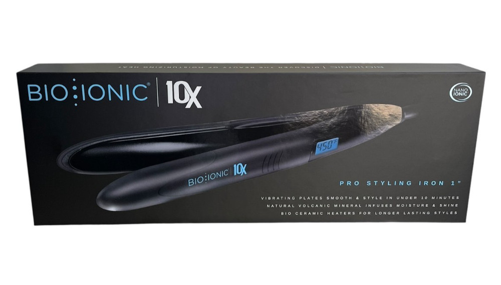 Bio Ionic 10X Pro Styling Iron 1" Nano Ionic-with Vibrating Plates Brand New