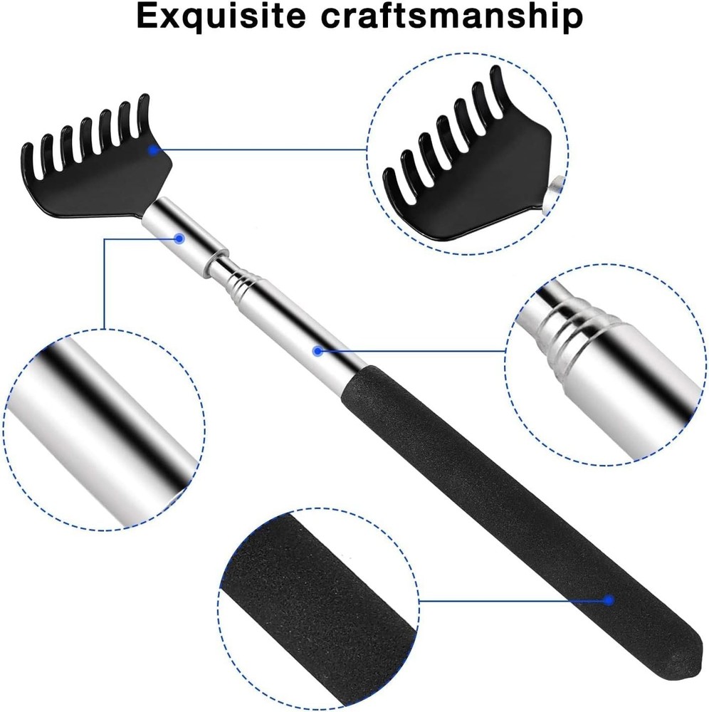 2 Pack Portable Extendable Back Scratcher, Stainless Steel Telescoping Back Scra