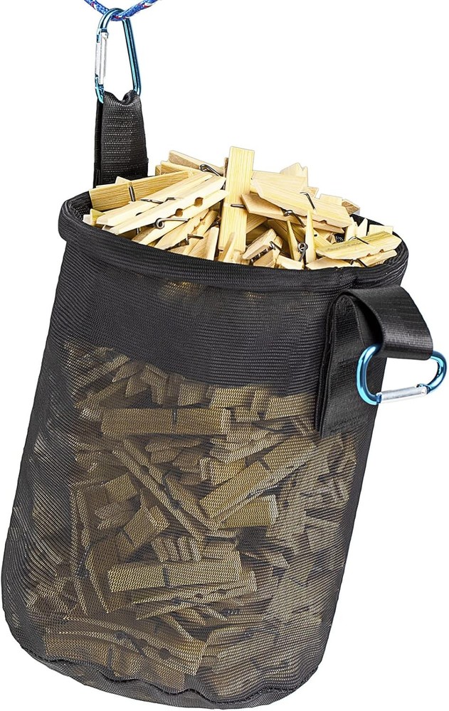 Mesh Clothespin Bag Holder Outside, Multiple Hanging Methods Clothes Pin Bag wit