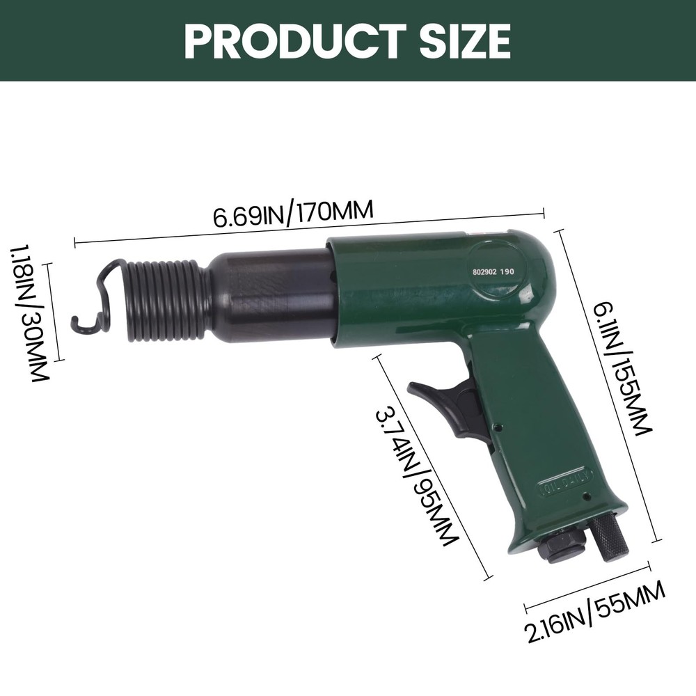 Air Hammer Kit 1/4" Air inlet thread interface w/Quick Change Retainer&3 Chisels