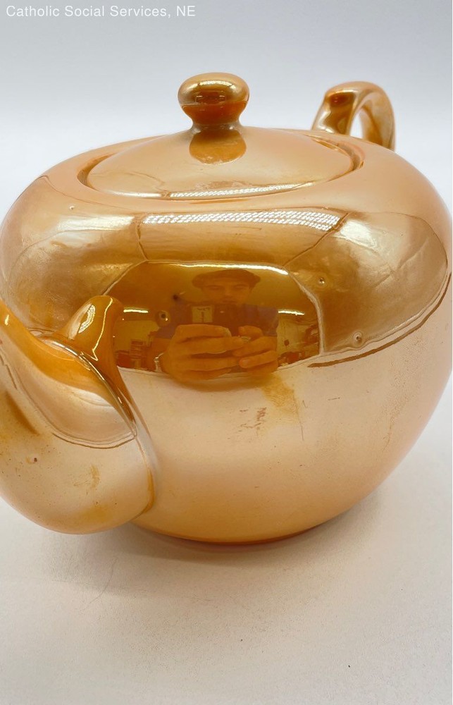 Dark Peach Vintage Lusterware Teapot Japan