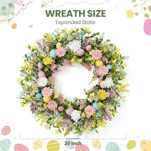 Wreath for Front Door Decorations Egg Door Wreath Decorations, Spring Easter