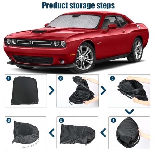 6 Layers Custom Fit Windshield Sun Shade for 2008-2023 Dodge Challenger