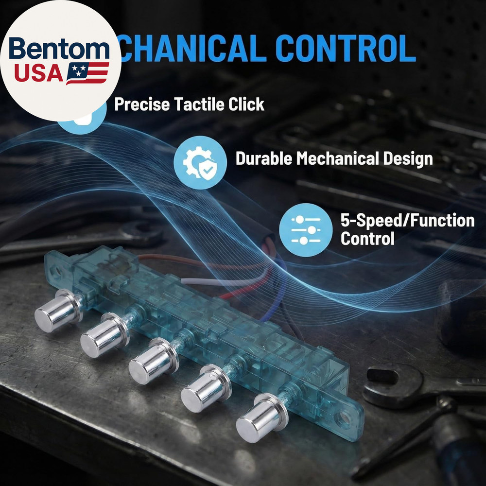 Range Hood Switch Button Replacement,5-Button Mechanical Control Panel, Size Mat