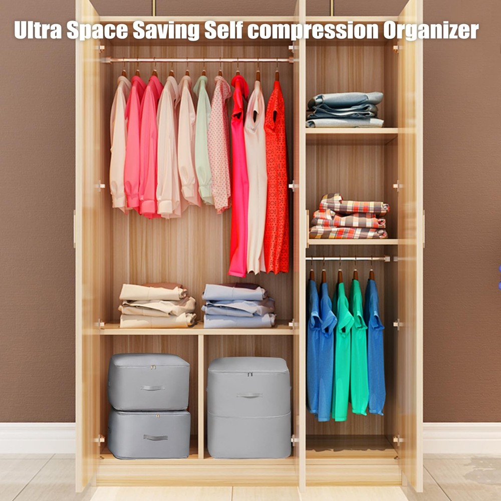 Ultra Space Saving Self Compression Storage Bags for Organizer, Large Heavy D...