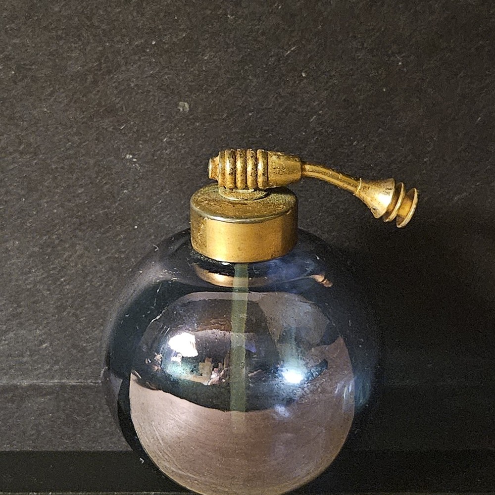 Vintage Perfume Atomizer Empty Peacock Blue Purple Bottle
