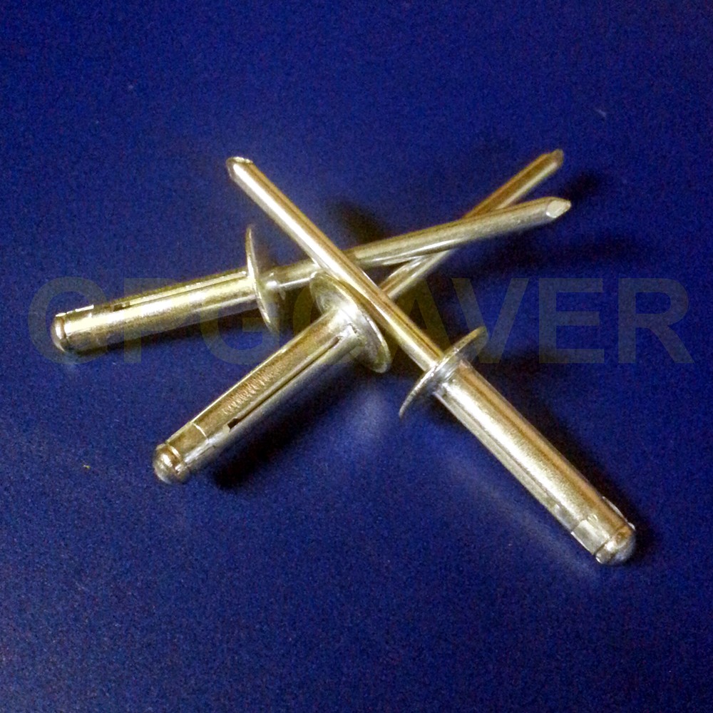 Exploding Tri-Fold Large Head Racing Pop Rivet Fastener 50pc 3/16" Mill Finish