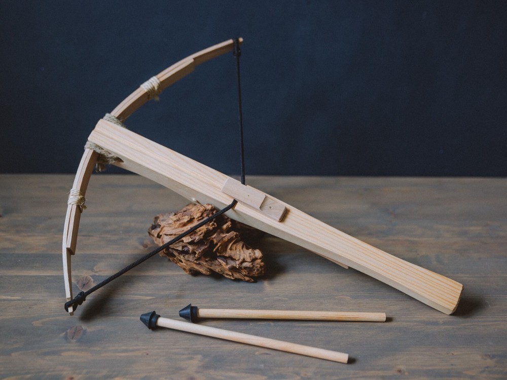 Handmade wooden crossbow