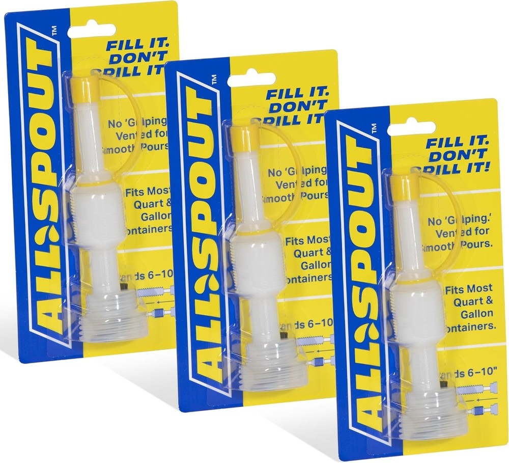 3-Pack Extendable No-Drip Pour Spouts for Quart & Gallon Jugs - Adjustable 6-...